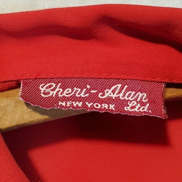 CHERI-ALAN Ltd. NewYork Embroidered Red Retro/Vintage blouse - Picture 11 of 12